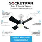 Bell+Howell Socket Breeze Socket Fan Light with Remote-Fan and light work together or separately, and the unit remembers your last settings for one tap comfort
