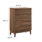 Modway Render 4-Drawer Chest - Walnut-Slatted Design