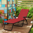 Outsunny Folding Lounge Chair with Cushion - Adjustable Back - Wine Red-Foldable and space-saving design for quick transport and storage