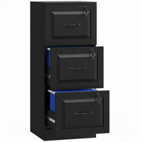 HOMCOM 3 Drawer Vertical Filing Cabinet with Lock - Black-Compact design maximises storage while saving valuable space 