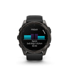 Garmin fēnix 8 - AMOLED Outdoor Recreation/Adventure Watches - 51 mm - AMOLED Sapphire, Carbon Gray DLC Titanium with Black/Pebble Gray Silicone Band-Your training readiness score is based on sleep quality, recovery, training load and HRV status to determine if you’re primed to go hard and reap the rewards (data presented is intended to be a close estimation of metrics tracked)