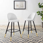 Modway Cordial Performance Velvet Bar Stools - White - Set of 2-Performance Velvet Upholstery