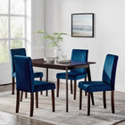 Modway Prosper 5-Piece Upholstered Velvet Dining Set - Cappuccino Navy-Sleek Mid-Century Style