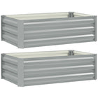 Outsunny Raised Garden Beds - 39" L x 24" W x 12" H - Light Grey - 2 Pack-Set of two raised beds for gardening: use together or alone 