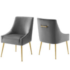 Modway Discern Upholstered Performance Velvet Dining Chair - Grey - 2 Pack-Dining Room or Accent Chair Set of 2