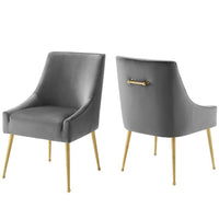 Modway Discern Upholstered Performance Velvet Dining Chair - Grey - 2 Pack-Dining Room or Accent Chair Set of 2