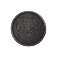 Monarch Specialties Clocks 30" Round Oversized Wall Clock - Black-Trendy and stylish 30" round wall clock with a striking open gear mechanism design in sleek black, perfect for a modern and transitional home decor