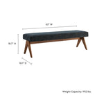 Modway Lyra 63" Fabric Upholstered Bench - Azure-Padded Seat