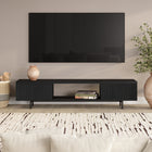 Hudson&Canal Lucien TV Stand for TV's up to 78" - Black Grain-Constructed of high-quality MDF materials in a handcrafted alder white finish, and legs are made of sturdy steel