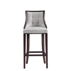 Manhattan Comfort Fifth Avenue 19" Traditional Faux Leather Upholstered Barstool - Light Grey-Refined Rectangular Design Stitching