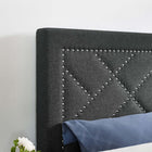 Modway Reese Nailhead Upholstered Linen Fabric Full/Queen Headboard - Grey-Soft Linen Fabric Upholstery