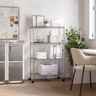 Seville Classics 4-Tier Home Storage Steel Wire Shelving - 30" L x 14" W x 48" H-27.5 lb per shelf weight capacity on wheels