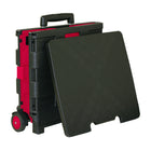 BAZIC Products Folding Cart on Wheels w/Lid Cover - 16" x 18" x 15" - Black/Red-Adjustable long handle