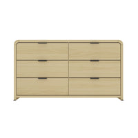 Manhattan Comfort Grace 60" Modern Double Dresser - Natural Oak/Black-Modern Double Dresser for Bedroom and Living Room Use. 