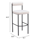 Zuo Livorno Barstool - Ivory - Set of 2-6