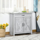 HOMCOM Farmhouse 31.5" L Sideboard Buffet Cabinet with Storage - Grey-The crossbuck detail is sure to elevate your house's charm