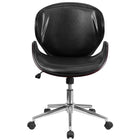 Flash Furniture Mid-Back Mahogany Wood Swivel Conference Chair - Black Leather-Contemporary Wood Office Chair