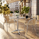 31.5'' Round Aluminum Indoor-Outdoor Table with 2 Beige Rattan Chairs (TLH-ALUM-32RD-020BGECHR2-GG)-31.50"W x 31.50"D x 27.50"H