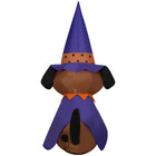 GEMMY Airblown Inflatable Halloween Dog with Witch Hat - 48"-Includes stakes and tethers