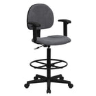 Flash Furniture Fabric Drafting Chair with Adjustable Arms - Grey-Gray Fabric Upholstery