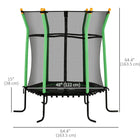 Soozier Kids Trampoline with Enclosure Net - 64" Dia. - Green-Safety enclosure and thick padding poles prevent jumper from accidentally slipping off 