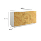 Modway Abel 59 Inch Burl Wood Sideboard Buffet TV Stand - White Bleached Burl-Burl Wood Laminate
