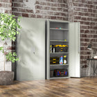 HOMCOM 71" Metal Storage Cabinet with 2 Doors - White-Anti-slip foot pads prevent movement and floor damage