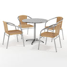31.5'' Round Aluminum Indoor-Outdoor Table with 4 Beige Rattan Chairs (TLH-ALUM-32RD-020BGECHR4-GG)-Indoor Outdoor Sets