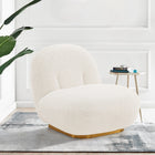 Manhattan Comfort Edina 28.74" Modern Boucle Upholstered Accent Chair - White-Frame Made of High Quality Pine Wood with Brushed Gold Metal Base for Fashion and Durability