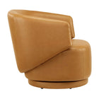 Modway Celestia Vegan Leather Fabric and Wood Swivel Chair - Tan-Dense Foam Padding