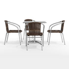 Flash Furniture 27.5" Square Aluminum Indoor-Outdoor Table Set with 4 Dark Brown Rattan Chairs-Designed for Indoor and Outdoor Use