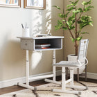 Qaba Kids Desk & Chair Set, Height Adjustable Children Study Desk & Chair - Grey-Modern grey and white design seamlessly blends into your home's decor
