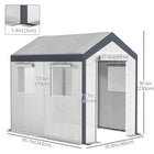 Outsunny 8' x 6' x 7.5' Heavy-duty Walk-in Greenhouse - White- Heavy-duty powder-coated steel frame, resists peeling, corrosion and chipping  