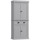 HOMCOM 71" H Kitchen Pantry Cabinet with Spice Racks and LED Lights - Grey-Adjustable LED light with sensor to enhance visibility and energy efficiency 