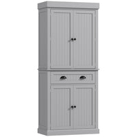 HOMCOM 71" H Kitchen Pantry Cabinet with Spice Racks and LED Lights - Grey-Adjustable LED light with sensor to enhance visibility and energy efficiency 