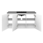 Modway Bryn 48" Wall-Mount Bathroom Vanity - White/Black-8" Centerset Faucet Holes