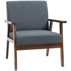 HOMCOM Modern Accent Chair with Cushioned Seat - Wood Legs for Bedroom - Dark Grey-Breathable linen-feel fabric resists wrinkles and deformation 
