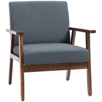 HOMCOM Modern Accent Chair with Cushioned Seat - Wood Legs for Bedroom - Dark Grey-Breathable linen-feel fabric resists wrinkles and deformation 
