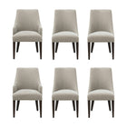 Manhattan Comfort Beever Modern Chenille Upholstered Dining Chair and Arm Chair Set - Taupe - Set of 6-6-Piece Modern Dining Chair and Armchair for Dining Room and Task Use