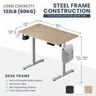 MotionGrey Ergo2 Electric Height Adjustable 47" W Sit-to-Stand Desk with Memory Settings - Light Brown-Industry Leading - The MotionGrey Standing desk has an extended height range. The MG digital keypad can set your favorite sitting and standing heights, then simply press on the saved setting to return to that position