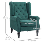 HOMCOM Fabric Accent Chair with Wood Legs - Rolled Arms for Bedroom - Dark Green-Wood frame and eucalyptus legs ensure stability and durability
