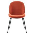 Modway Scoop Black Powder Coated Steel Leg Performance Velvet Dining Chairs - Orange - 2 Pack-Chair Weight Capacity: 331 lbs.