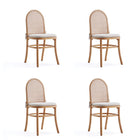 Manhattan Comfort Paragon 17.52" Industry Chic Upholstered Dining Chair - Nature and Oatmeal - Set of 4-Modern - Industry Chic Cane Dining Chair Perfect for Dining Room Use. Set of 4