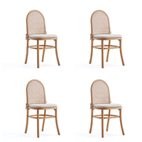 Manhattan Comfort Paragon 17.52" Industry Chic Upholstered Dining Chair - Nature and Oatmeal - Set of 4-Modern - Industry Chic Cane Dining Chair Perfect for Dining Room Use. Set of 4