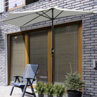 Outsunny Half-Round Patio Umbrella with Crank and 5 Ribs - 9' - Beige-Polyester cloth can supply sun protection