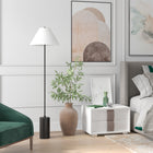 Hudson&Canal Somerset 64" Tall Floor Lamp with Empire Fabric Shade - Blackened Bronze/White-Paired with a white empire fabric shade