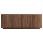 Hudson&Canal Canton Rectangular TV Stand for TV's up to 75" - Satin Walnut-Features four doors with enclosed cabinets and 4 shelves for ample storage