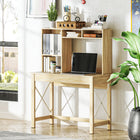 HOMCOM 41.3" Computer Desk with Storage - Oak-Particle board and steel construction ensures desk stability