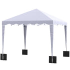 Outsunny 10 ft W x 10 ft L Pop Up Canopy Tent with Carry Bag - White-210D Oxford roof with silver coating is water protection, but no UV protection