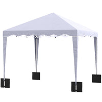 Outsunny 10 ft W x 10 ft L Pop Up Canopy Tent with Carry Bag - White-210D Oxford roof with silver coating is water protection, but no UV protection